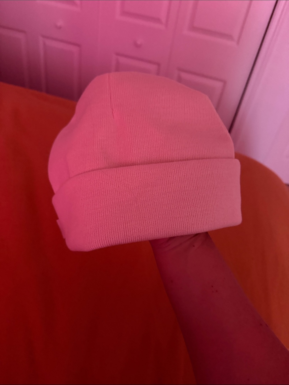 Cream Fold Cuff Beanie Hat